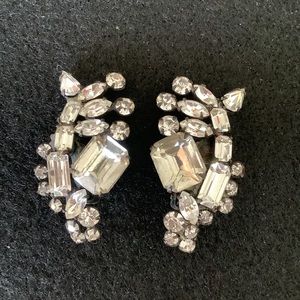 Vintage fancy rhinestone clip on earrings.